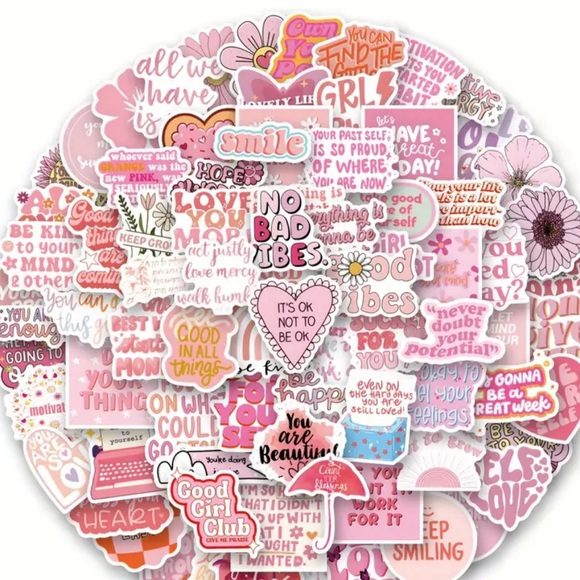 Set of 120 Motivational Quote Stickers in PINK - Picture 1 of 11
